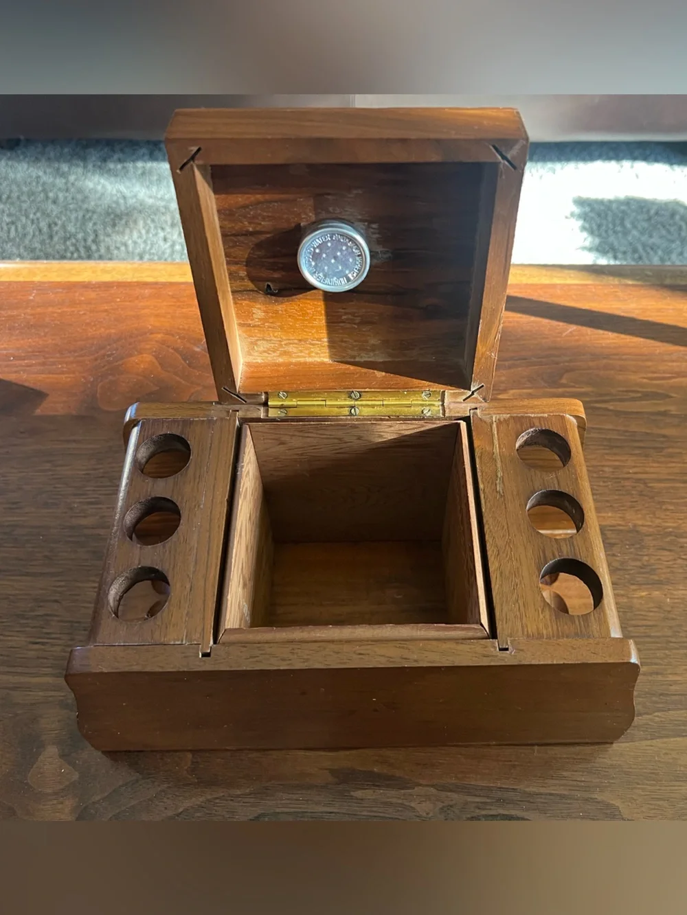 Vintage Fairfax Classic Wood 6-Pipe Holder/Display with Humidor Box